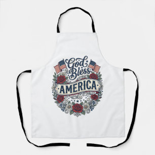 Gott segne Amerika Vintage Patriotisch Floral Schürze