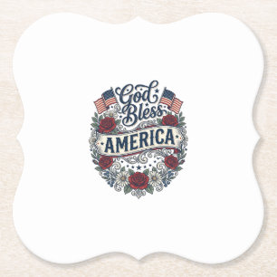 Gott segne Amerika Vintage Patriotisch Floral Untersetzer
