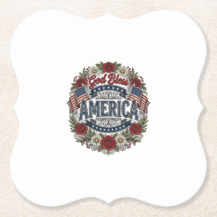 Gott segne Amerika Vintage Patriotisch Floral Untersetzer