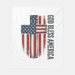 Gott segne Amerika Vintage patriotisches Kreuz Des Fleecedecke
