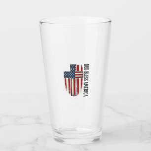 Gott segne Amerika Vintage patriotisches Kreuz Des Glas