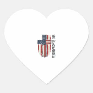 Gott segne Amerika Vintage patriotisches Kreuz Des Herz-Aufkleber
