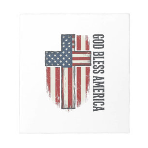 Gott segne Amerika Vintage patriotisches Kreuz Des Notizblock