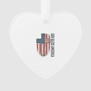 Gott segne Amerika Vintage Patriotisches Kreuz Des Ornament