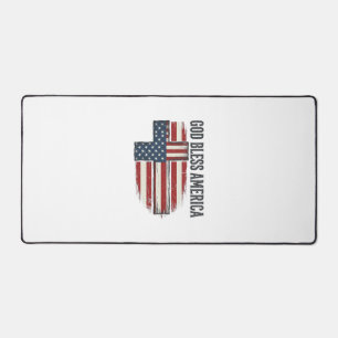 Gott segne Amerika Vintage patriotisches Kreuz Des Schreibtischunterlage