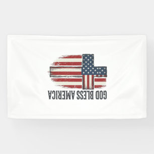 Gott segne Amerika Vintage patriotisches Kreuzdesi Banner