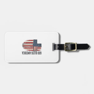 Gott segne Amerika Vintage patriotisches Kreuzdesi Gepäckanhänger
