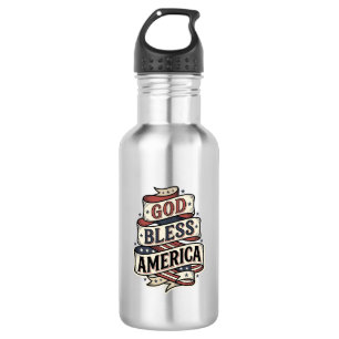 Gott segne Amerika Vintage Patriotisches Vektor-De Edelstahlflasche