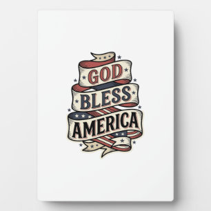 Gott segne Amerika Vintage Patriotisches Vektor-De Fotoplatte
