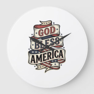 Gott segne Amerika Vintage Patriotisches Vektor-De Große Wanduhr