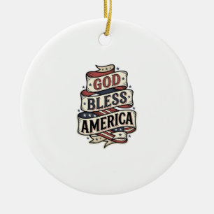 Gott segne Amerika Vintage Patriotisches Vektor-De Keramik Ornament