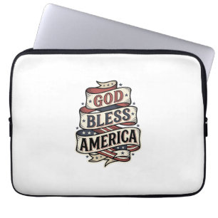 Gott segne Amerika Vintage Patriotisches Vektor-De Laptopschutzhülle