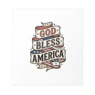 Gott segne Amerika Vintage Patriotisches Vektor-De Notizblock