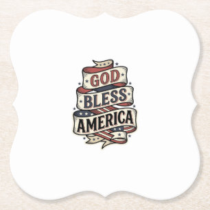 Gott segne Amerika Vintage-patriotisches Vektordes Untersetzer