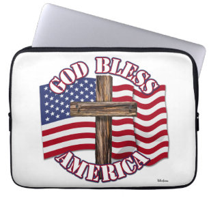 Gott segne Amerikaner mit USA Flag & Cross Laptopschutzhülle