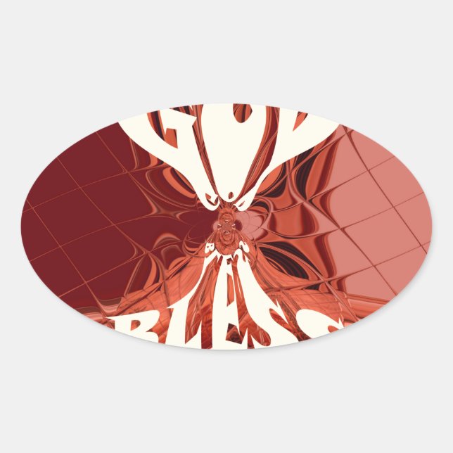 Gott segne Art Print Ovaler Aufkleber (Vorderseite)