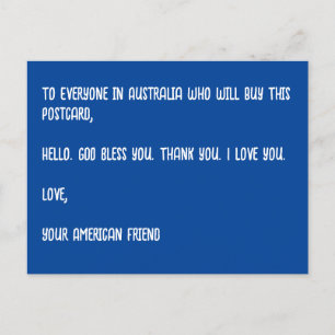 Gott segne Australien. Liebe, dein amerikanischer  Postkarte