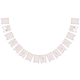 Gott segne Crescent Moon & Stars Pink Girl Taufe Wimpelkette