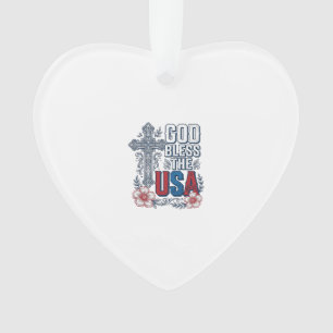 Gott segne das USA-Vintage-Kreuz patriotisches Hem Ornament
