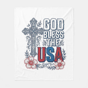 Gott segne das USA-Vintage-Kreuz-Patriotismus-Shir Fleecedecke