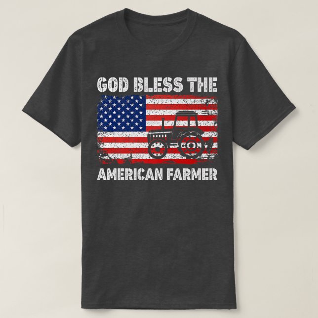 Gott segne den amerikanischen Bauer USA Flag Patri T-Shirt (Design vorne)