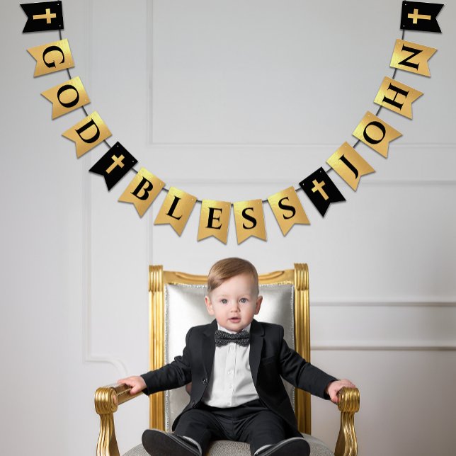 Gott segne den Namen Black Gold Religious Bestätig Wimpelkette (Von Creator hochgeladen)