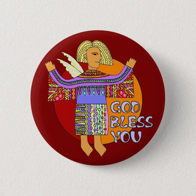 Gott segne dich | dunkelrot button (Vorderseite)