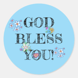 Gott segne dich Floral Blue Runder Aufkleber
