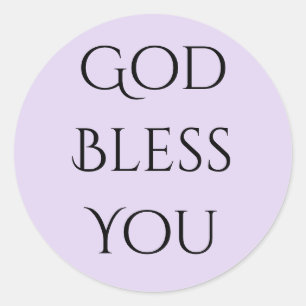 Gott segne dich Lavendel und Schwarz Runder Aufkleber