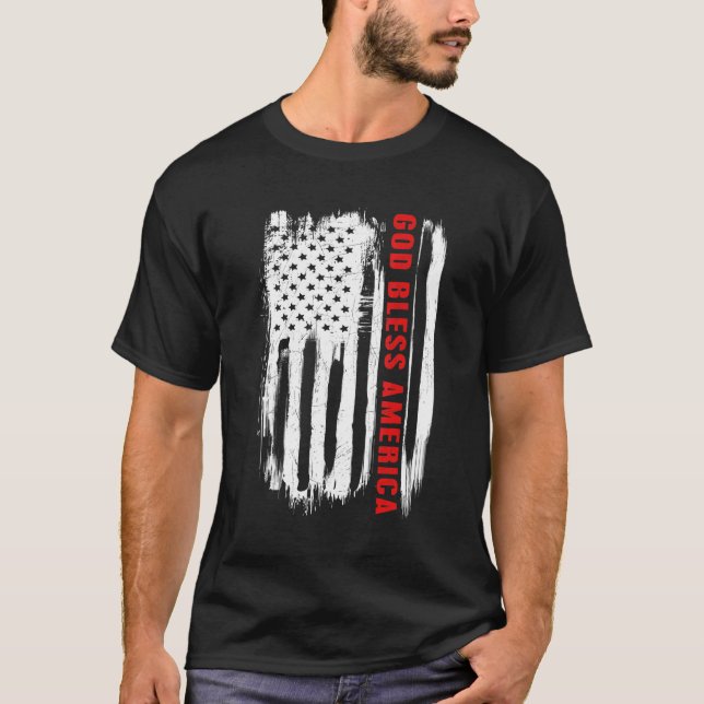 Gott segne die amerikanische Flagge T-Shirt (Vorderseite)