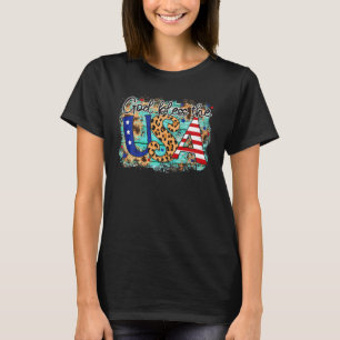 Gott segne die Sterne der USA und Leopard T-Shirt