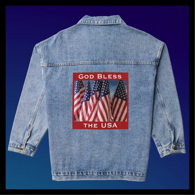 Gott segne die US-amerikanischen Flaggen Red White Jeansjacke (Von Creator hochgeladen)