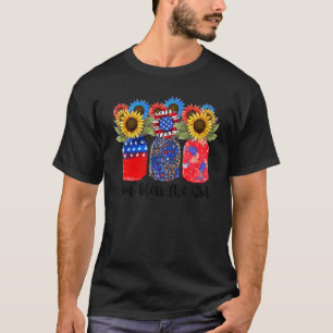 Gott segne die US-Sonnenblume Vase American Flag 4 T-Shirt