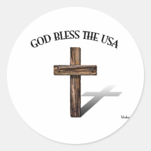 GOTT SEGNE DIE USA mit robustem Kreuz Runder Aufkleber