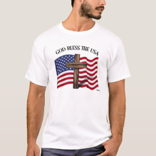 GOTT SEGNE DIE USA mit robustem Kreuz & US-Flagge T-Shirt