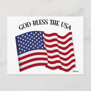 GOTT SEGNE DIE USA mit US-Flagge Postkarte