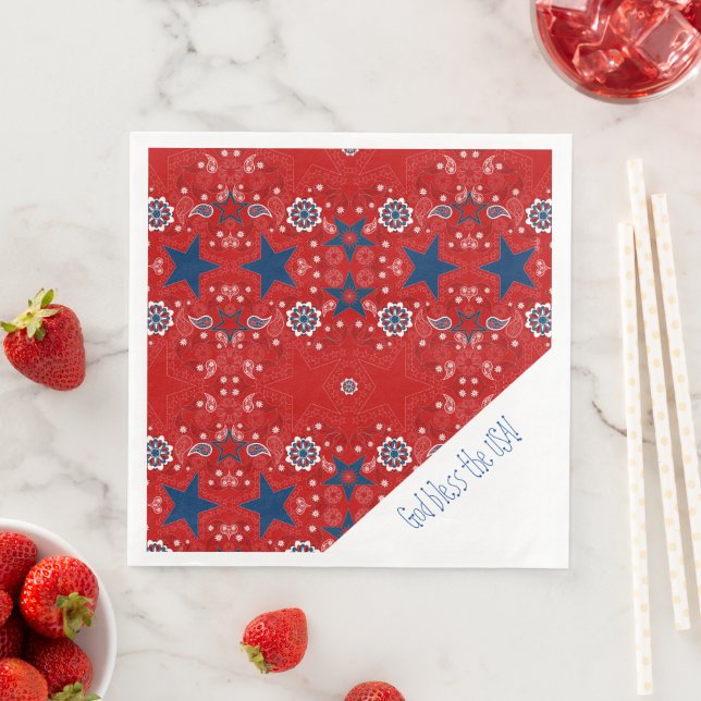 Gott segne die USA Red Bandana Napkins Serviette (Beispiel)