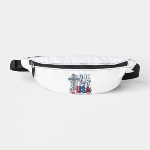 Gott segne die USA Vintage-Kreuz patriotisches Hem Bauchtasche