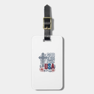 Gott segne die USA Vintage-Kreuz patriotisches Hem Gepäckanhänger