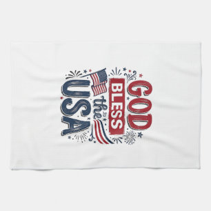 Gott segne die USA Vintage-patriotisches Glaubens- Geschirrtuch