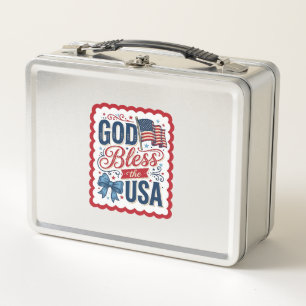 Gott segne die USA Vintage-patriotisches Shirt-Des Metall Brotdose