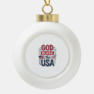 Gott segne die USA Vintage Patriotismus Glaubenssh Keramik Kugel-Ornament