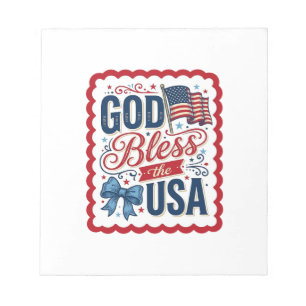 Gott segne die USA Vintage-Patriotismus-Shirt-Desi Notizblock