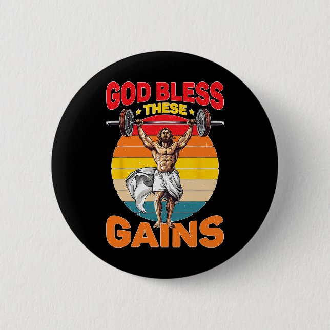 Gott segne diese Gewinner Muskel-Bodybuilding - Button (Vorderseite)