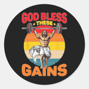 Gott segne diese Gewinner Muskel-Bodybuilding - Runder Aufkleber