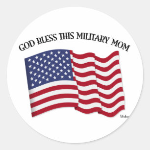 GOTT SEGNE DIESE MILITÄRMUTTER mit US-Flagge Runder Aufkleber