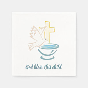 Gott segne dieses Kind (blau) Serviette