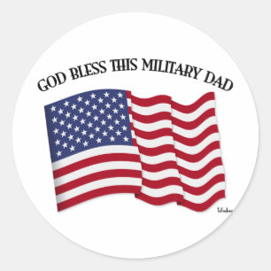 GOTT SEGNE DIESES MILITÄRVATERS mit US-Flagge Runder Aufkleber