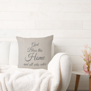 Gott segne dieses Zuhause Elegantes Skript Kissen