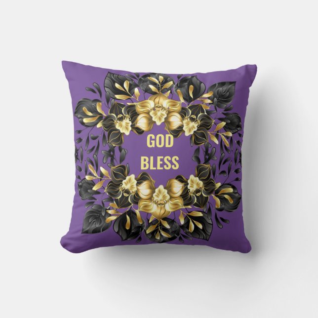 Gott segne florale Keule Kissen (Vorderseite)